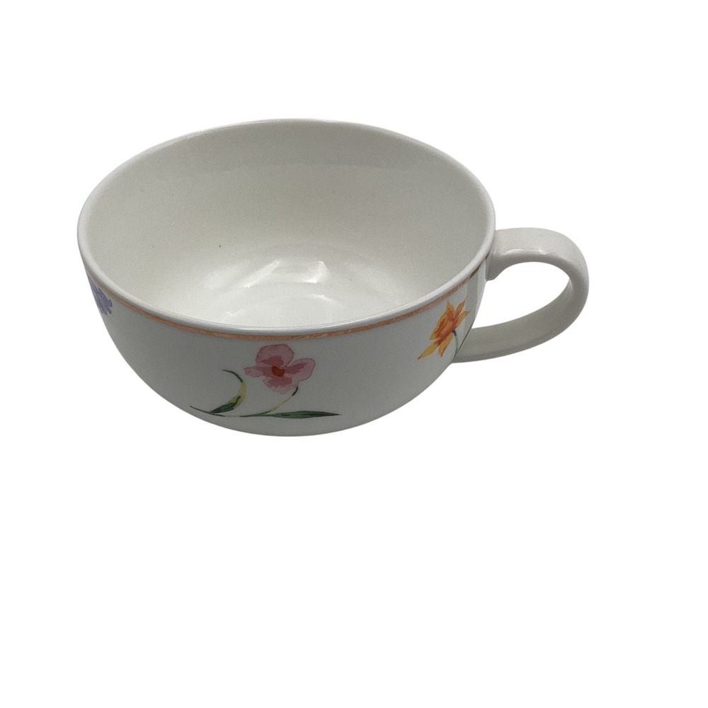 Grace Teaware Fine Porcelain Floral‎ Teacup Gold Rim Watercolor Flowers White